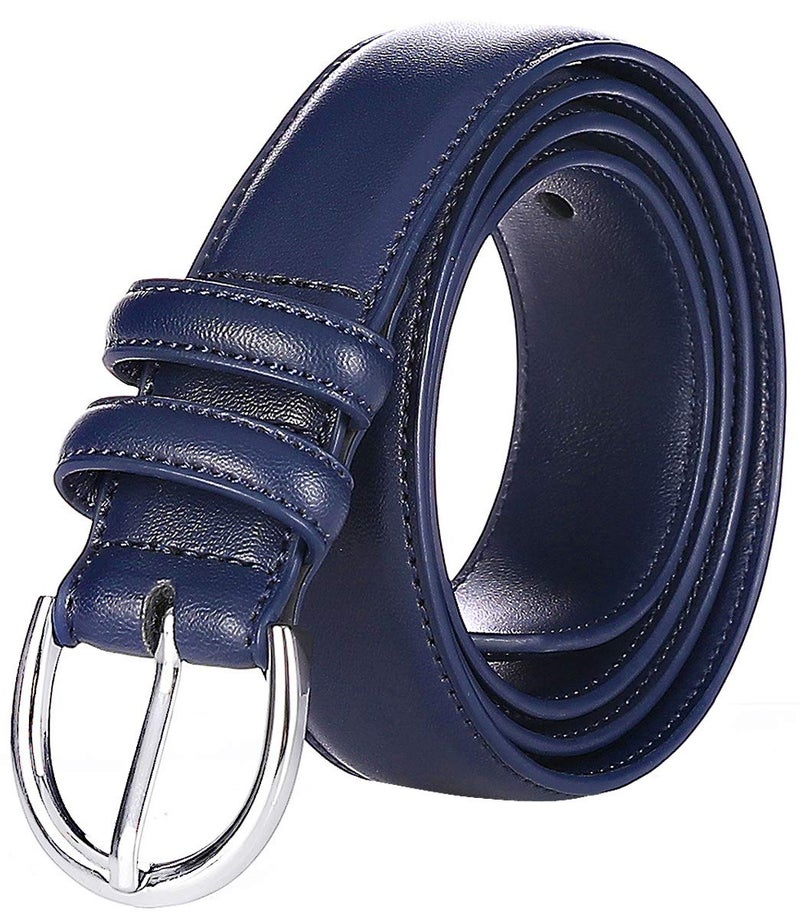 Falari Women Genuine Leather Belt Fashion Dress Belt With Single Prong Buckle 6028-Navy-L - Image 1